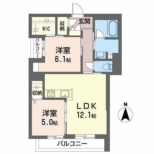シャーメゾンZENII(2LDK/2階)の間取り写真
