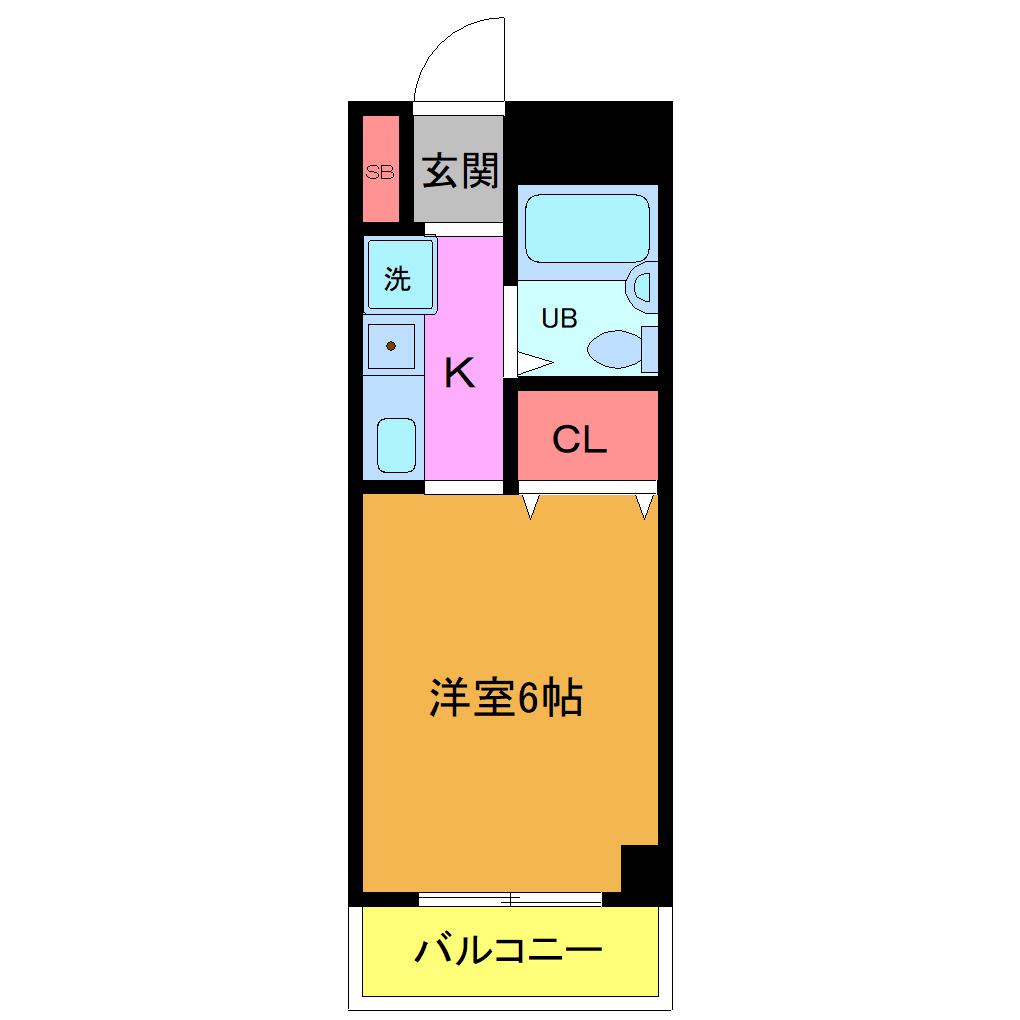 Dエスト東野(1K/1階)の間取り写真