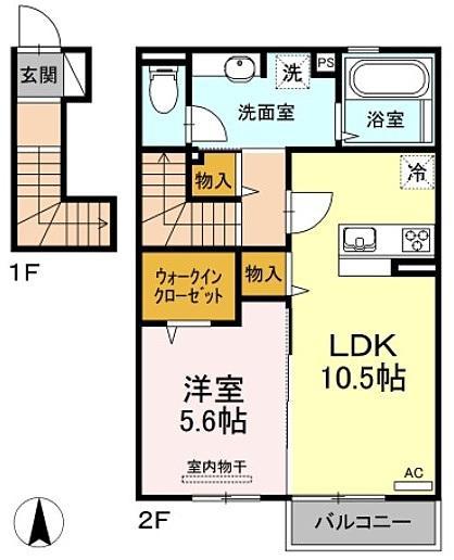 PALERMO(1LDK/2階)の間取り写真