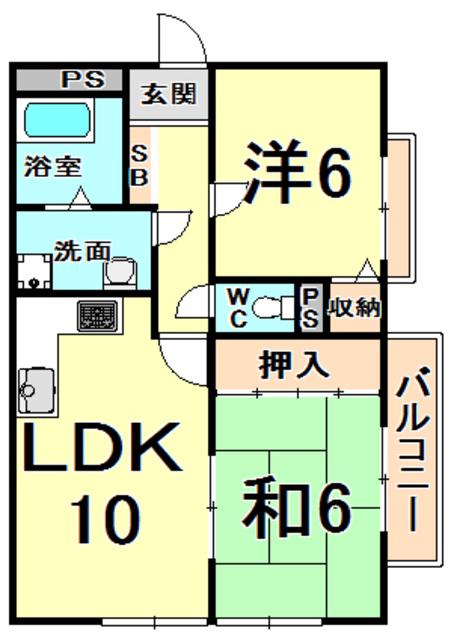 フュテュール尼崎(2LDK/3階)の間取り写真