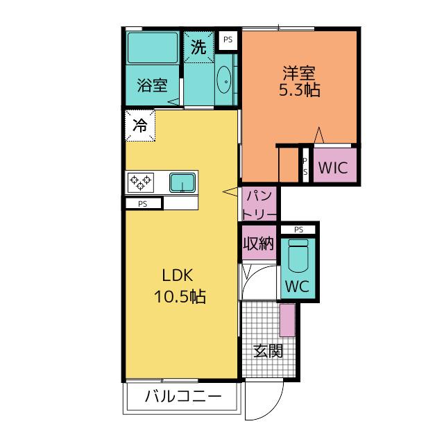 エバーグリーン(1LDK/1階)の間取り写真