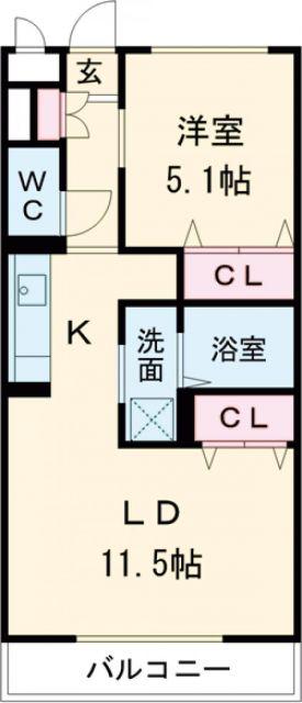 エトワールKEI(1LDK/1階)の間取り写真