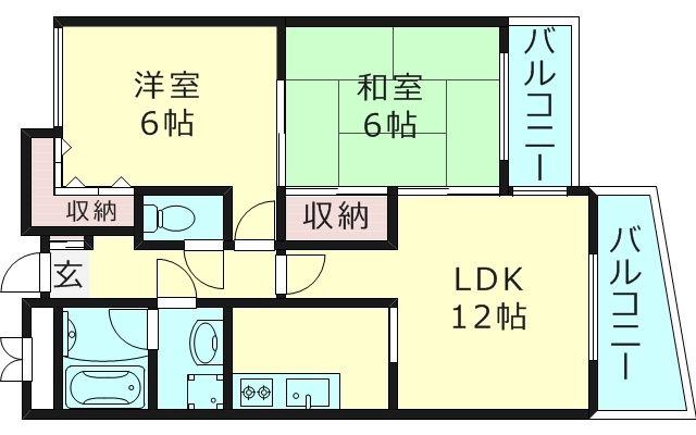 フレアコート京橋(2LDK/4階)の間取り写真