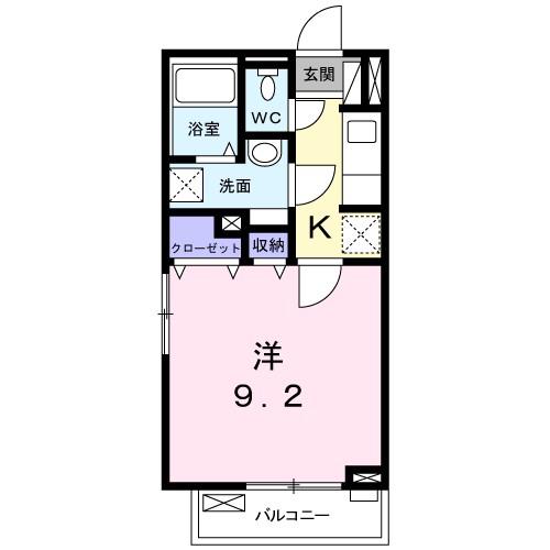 アグリーアブルVII(1K/2階)の間取り写真