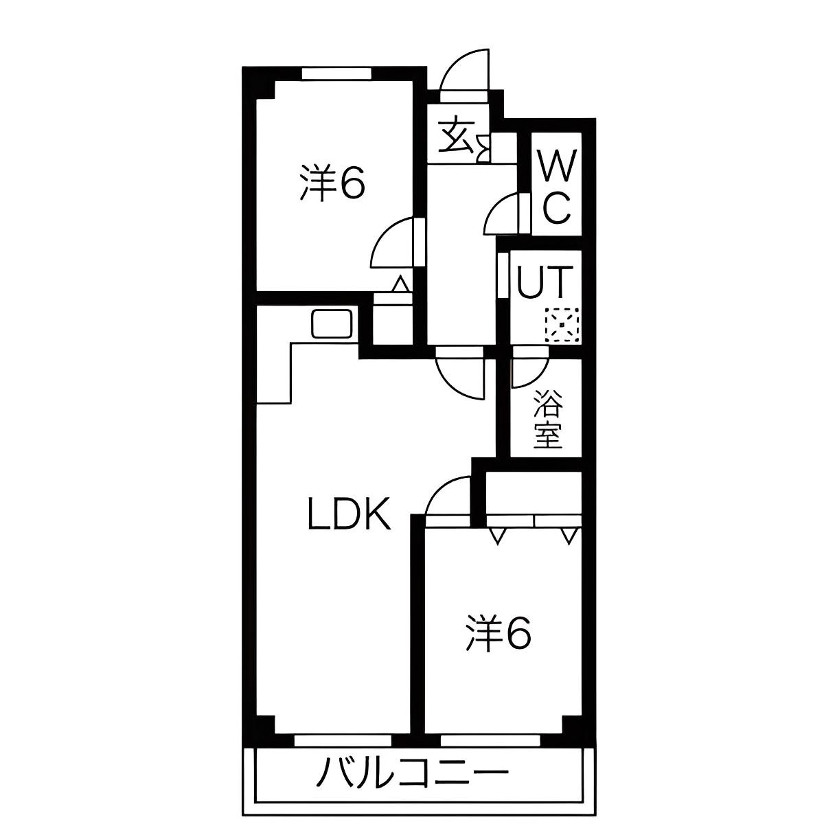 ウォーク羽衣(2LDK/3階)の間取り写真