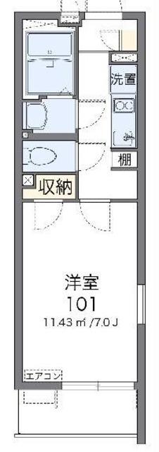 クレイノMIYABI(1K/1階)の間取り写真