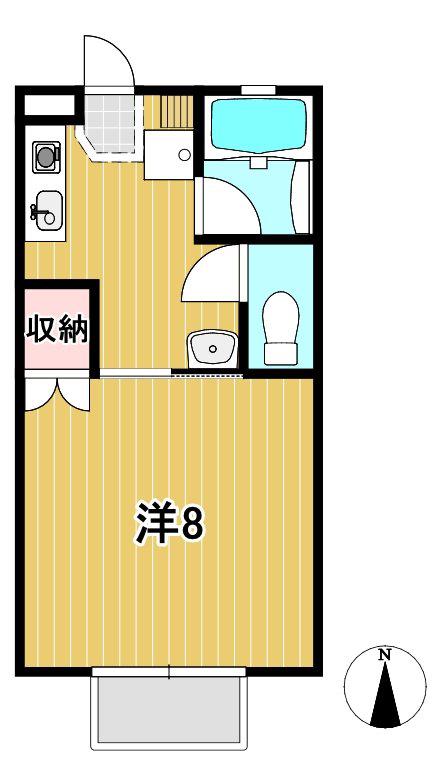 ムートン(1K/1階)の間取り写真