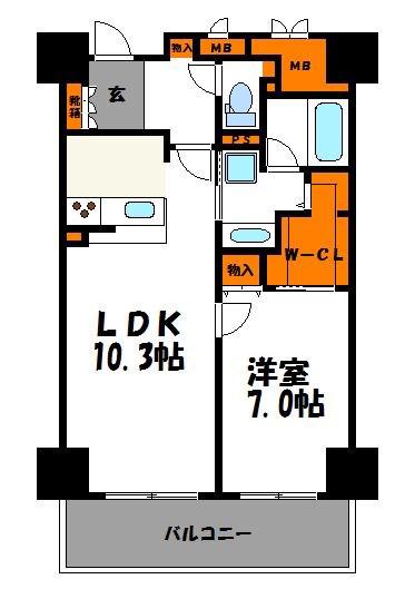天神プレイス イースト(1LDK/9階)の間取り写真