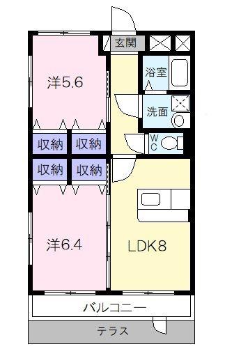 マエストロ伊勢(2LDK/1階)の間取り写真