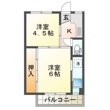 ビレッジハウス新井田(2K/3階)の間取り写真