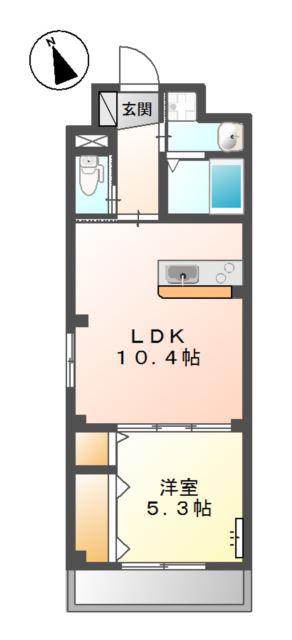 KハウスII(1LDK/2階)の間取り写真