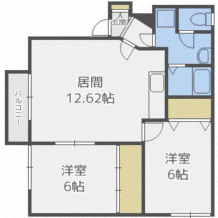 リラコート八軒(2LDK/1階)の間取り写真