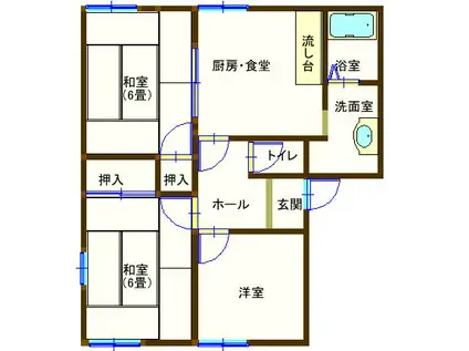 ラフォーレ五十部3(3DK/2階)の間取り写真