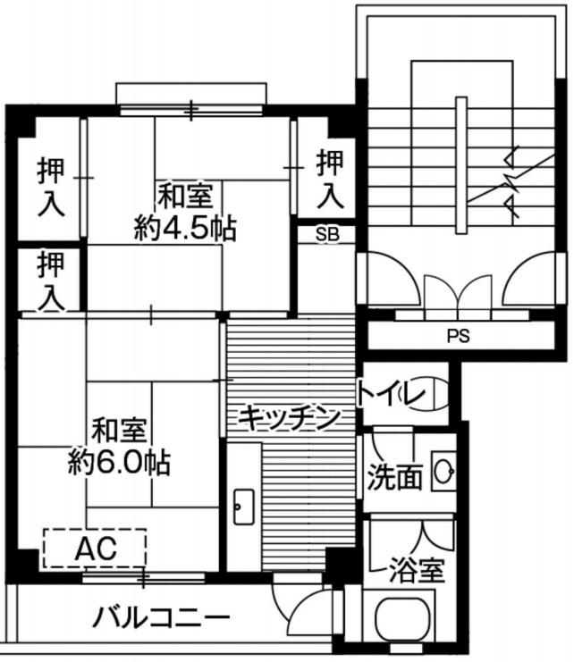 ビレッジハウス松川1号棟(2K/5階)の間取り写真