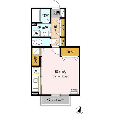 イーグルスKTV(ワンルーム/1階)の間取り写真