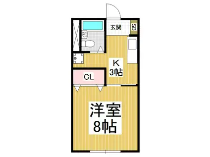 ＪＲ飯田線 伊那北駅 徒歩5分 2階建 築23年(1K/2階)の間取り写真