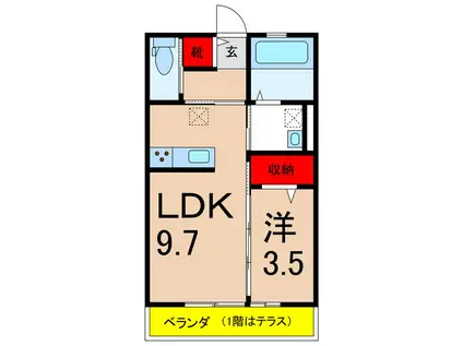 ベルメゾンZ1(1LDK/3階)の間取り写真
