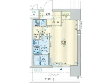 ジュネーゼ京町堀パークサイド(1K/5階)の間取り写真