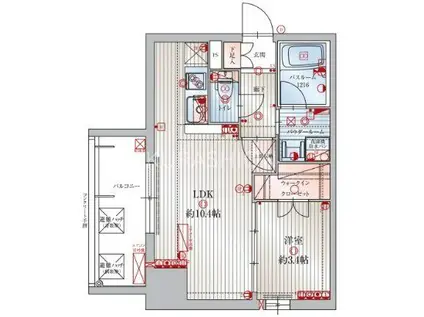 アクタス福岡県庁前グラシア(1LDK/11階)の間取り写真