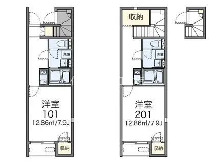 レオネクストワンサイド(1K/1階)の間取り写真