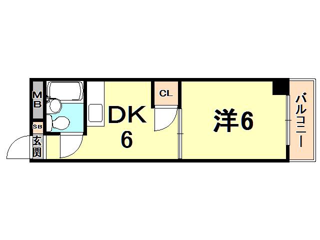 三甲イエム(1DK/5階)の間取り写真