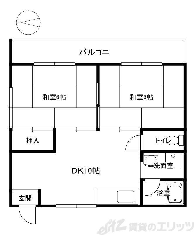 シャトーかわもと(2DK/3階)の間取り写真