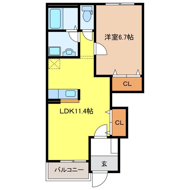 ヴィラージュA(1LDK/1階)の間取り写真