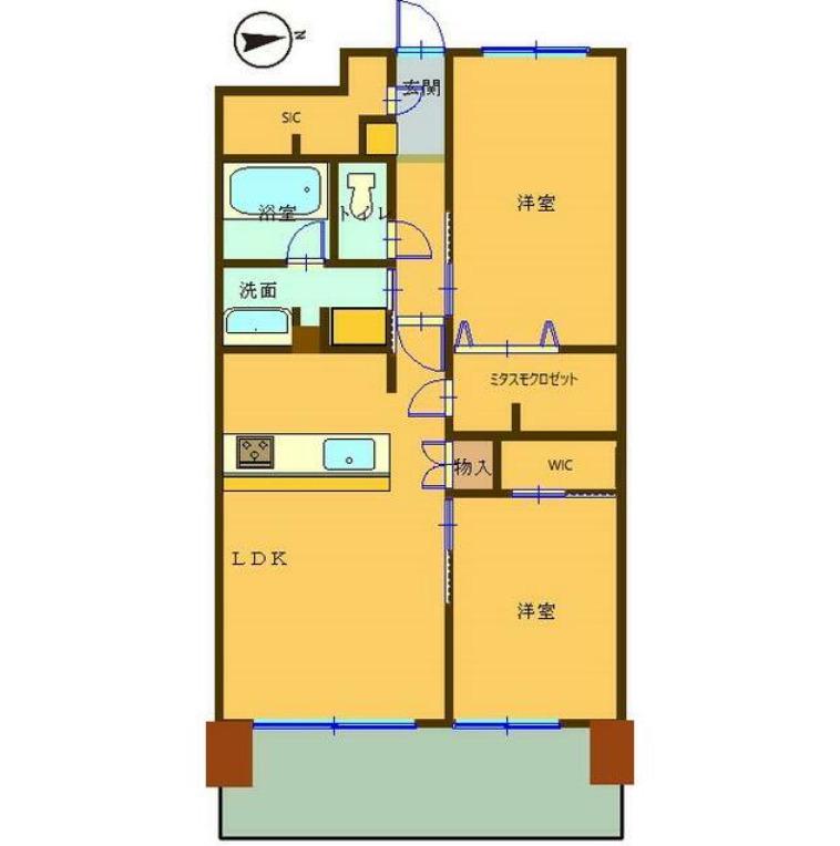 アルファステイツ天神前(2LDK/3階)の間取り写真