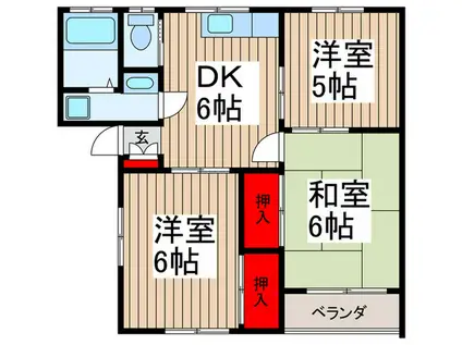 パレーシャル中山(3DK/2階)の間取り写真