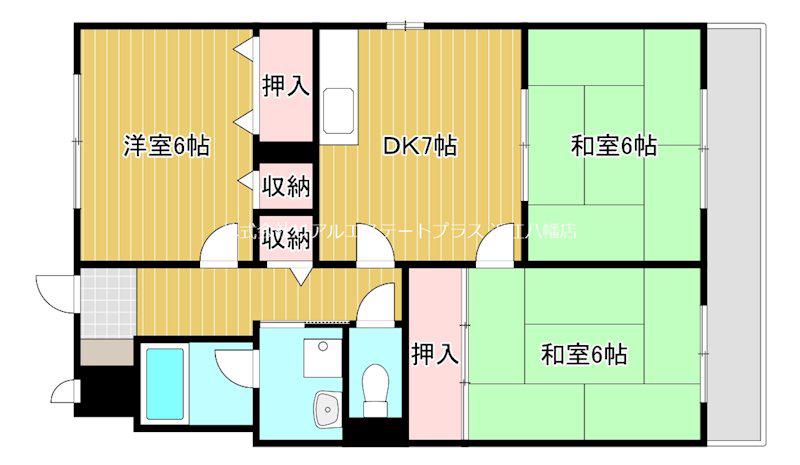 グリーン茨木(3DK/3階)の間取り写真