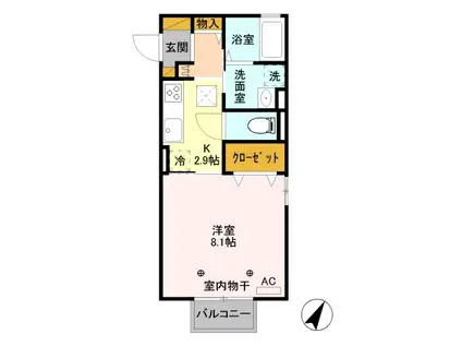 クレール(1K/1階)の間取り写真