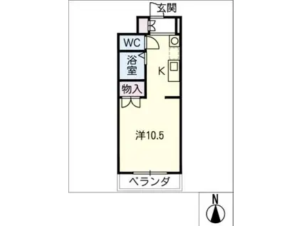 天白ハウス(ワンルーム/5階)の間取り写真