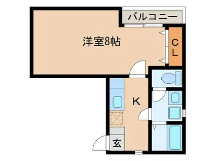 クレフラスト天王町(1K/2階)の間取り写真