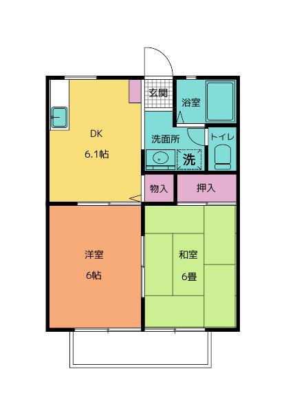 パナハイツ金森(2DK/2階)の間取り写真