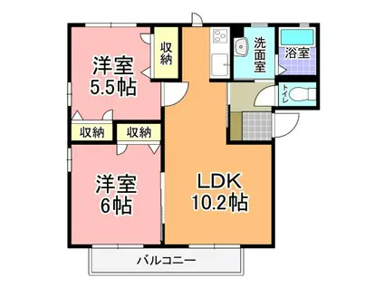 サニーフラット(2LDK/2階)の間取り写真