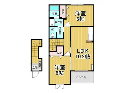 アニメート・ヴィラF(2LDK/2階)の間取り写真