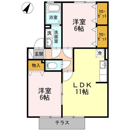 ディアコート(2LDK/1階)の間取り写真