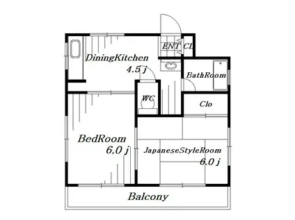 亜土ビル(2K/2階)の間取り写真