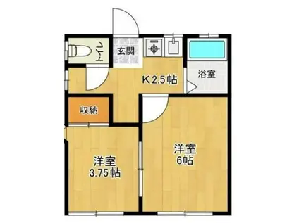 プラザいとうA(2K/1階)の間取り写真