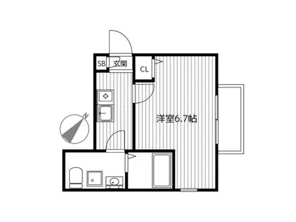 ヒルサイドテラス港南台(1K/1階)の間取り写真