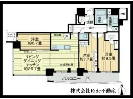 大阪ひびきの街 ザ・サンクタスタワー(3LDK/17階)の間取り写真