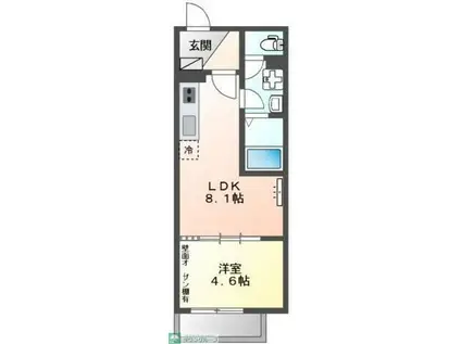 グラン ジャルダン(1LDK/1階)の間取り写真