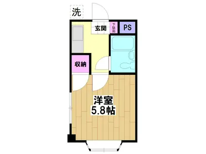 フラット1(1K/3階)の間取り写真