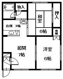 ライフほくもん16(2LDK/1階)の間取り写真