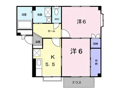 ウィンディ泉(2K/1階)の間取り写真