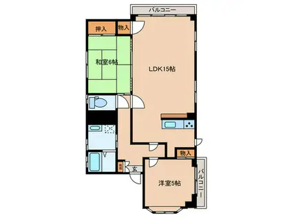 山下アパート(2LDK/3階)の間取り写真