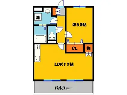 Y&Mカルム東峰(1LDK/3階)の間取り写真