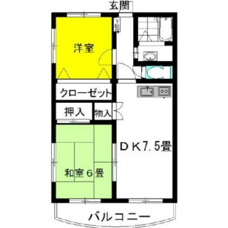 パルク・エクセラン(2DK/2階)の間取り写真