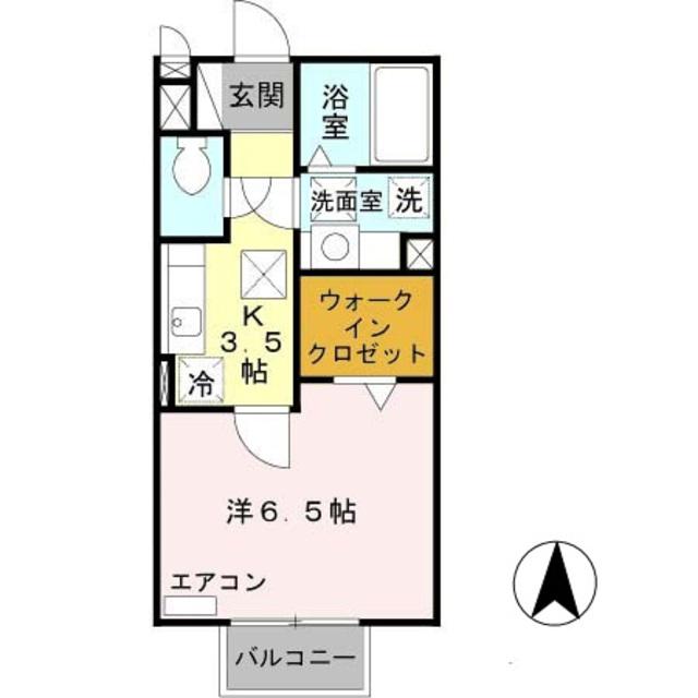 リーフグリーン(1K/2階)の間取り写真