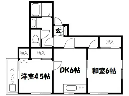 ウィーンハイツA棟(2DK/1階)の間取り写真